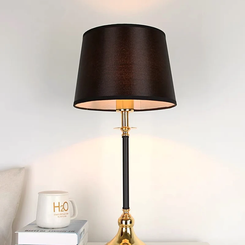 Contemporary Luxury Metal Fabric Round 1-Light Table Lamp For Bedroom