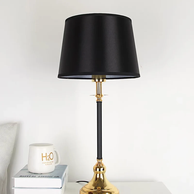 Contemporary Luxury Metal Fabric Round 1-Light Table Lamp For Bedroom