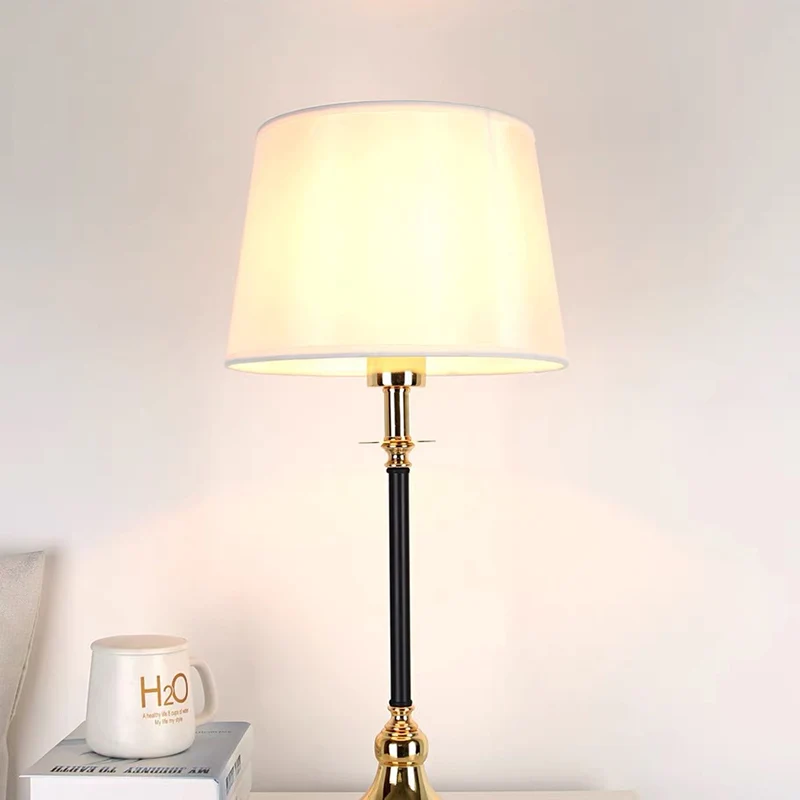 Contemporary Luxury Metal Fabric Round 1-Light Table Lamp For Bedroom