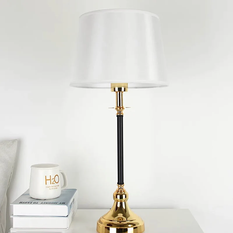 Contemporary Luxury Metal Fabric Round 1-Light Table Lamp For Bedroom