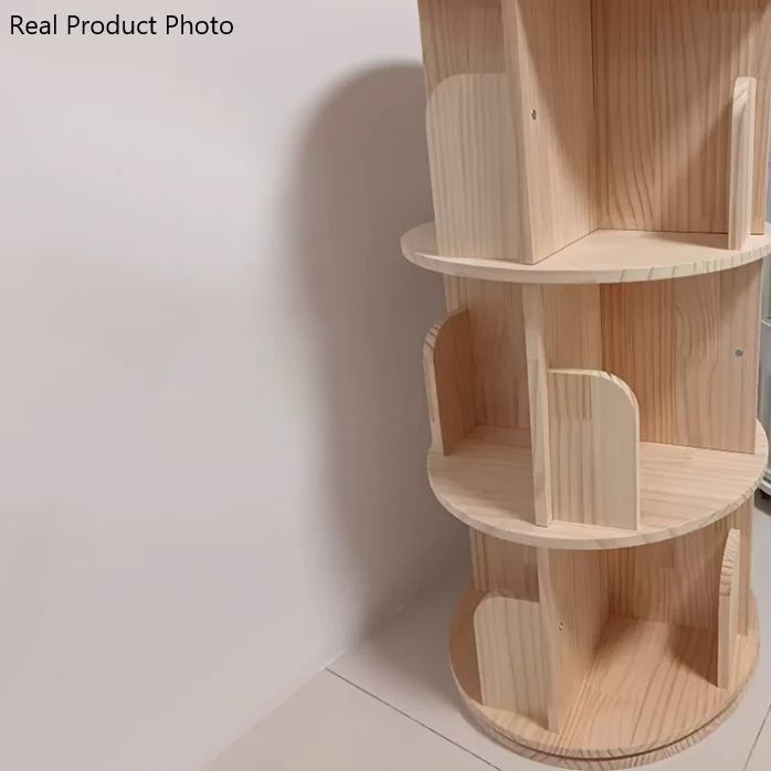 Modern Minimalist Pine Board Bookshelves 6-Tier Rotatable For Home Office