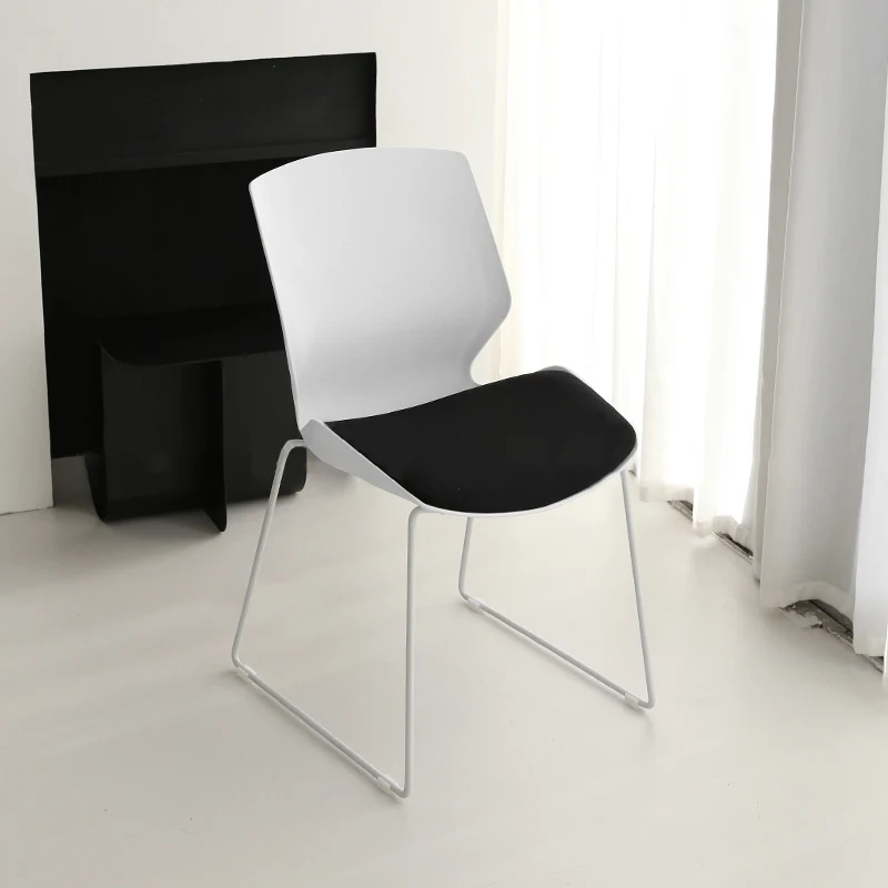 Contemporary Simplicity Mesh Fabric Sponge PP Curved Back Desk Chair Backrest Armless Stackable For Home Office