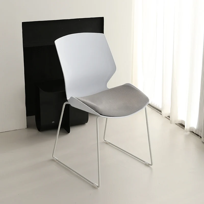 Contemporary Simplicity Mesh Fabric Sponge PP Curved Back Desk Chair Backrest Armless Stackable For Home Office