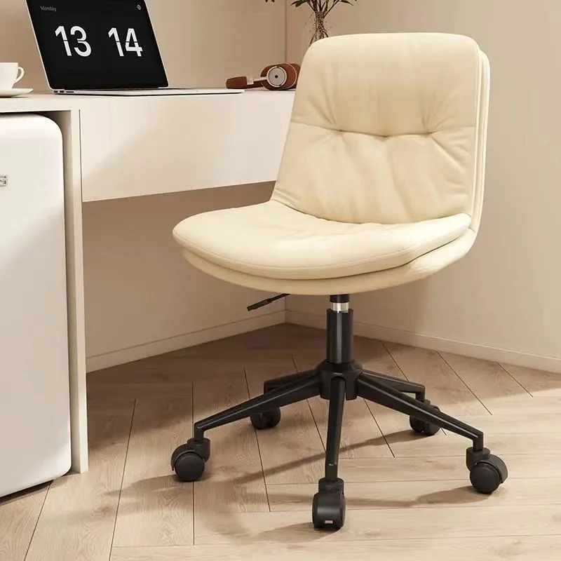 Modern Minimalist Faux Nappa Leather Sponge Steel Base Square Desk Chair Adjustable Backrest Armless Swivel For Home Office