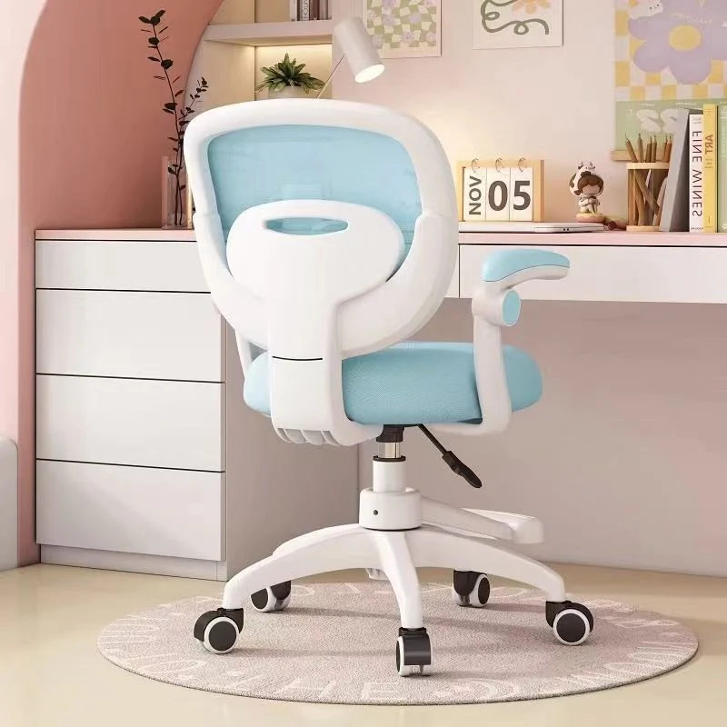 Modern Minimalist Kids Fabric Nylon Plastic Stainless Steel Mid-Back Height Adjustable Desk Chair Backrest Armrest Footrest For Home Office