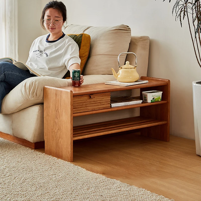 Modern Minimalist Rectangular Linen Cotton Cherry Wood Sponge Versatile Bench Backless Armless For Entryway