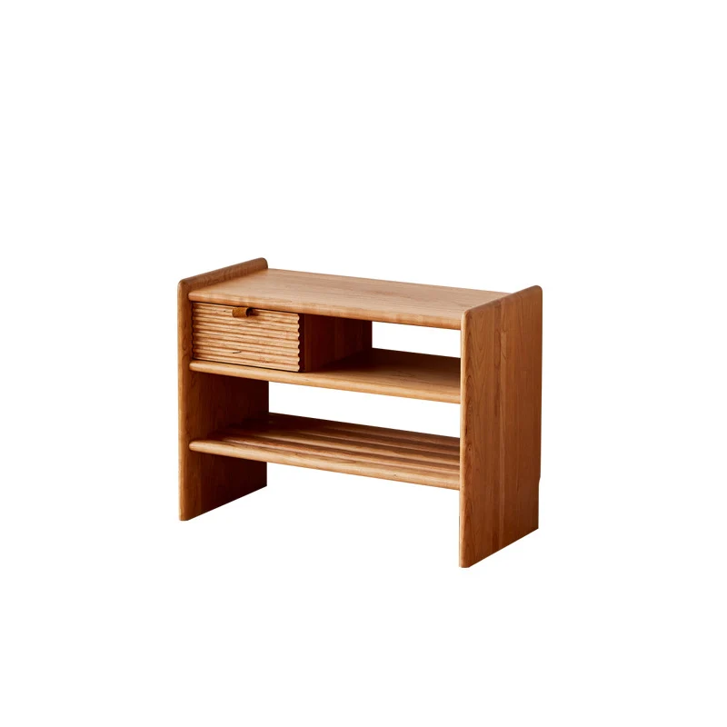 Modern Minimalist Rectangular Linen Cotton Cherry Wood Sponge Versatile Bench Backless Armless For Entryway