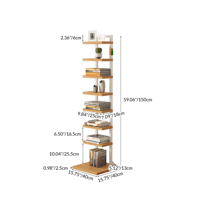 Modern Minimalist Square Rectangular Particle Board Steel Pipe Bookshelf 4/6/8/10-Tier For Living Room