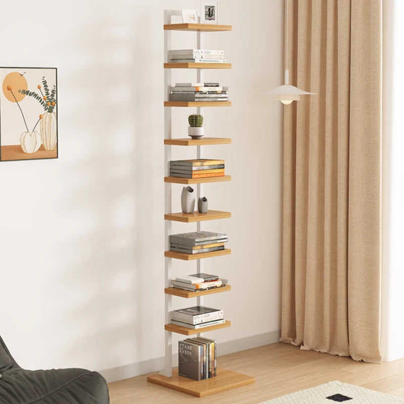 Modern Minimalist Square Rectangular Particle Board Steel Pipe Bookshelf 4/6/8/10-Tier For Living Room