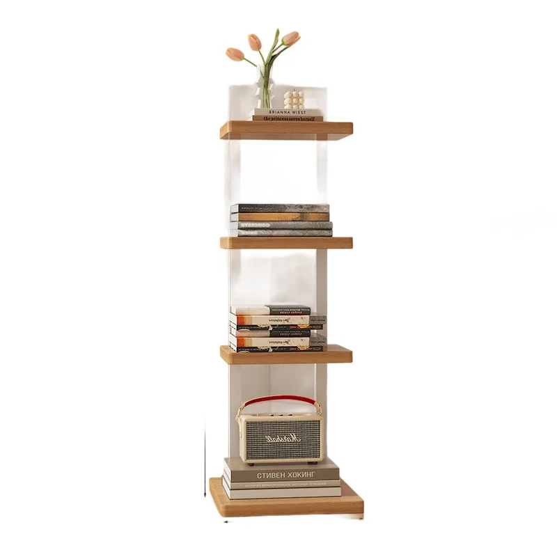 Modern Minimalist Square Rectangular Particle Board Steel Pipe Bookshelf 4/6/8/10-Tier For Living Room