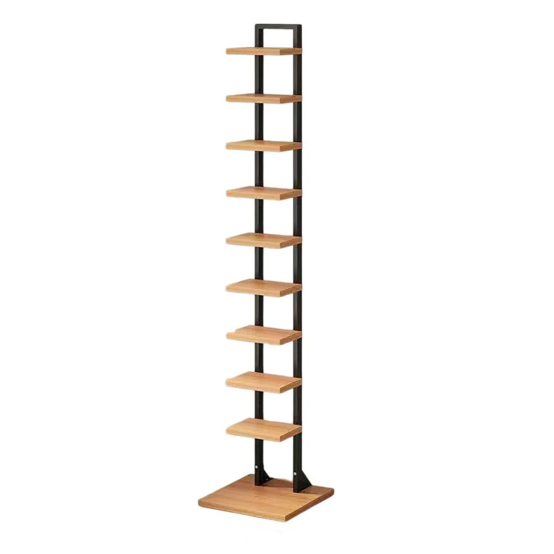 Modern Minimalist Square Rectangular Particle Board Steel Pipe Bookshelf 4/6/8/10-Tier For Living Room