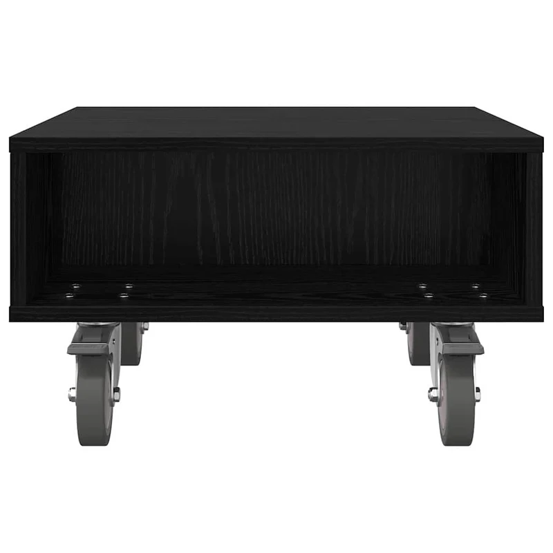 Mesa Lateral com Rodas Carvalho Preto 50,5 x 50 x 30 cm