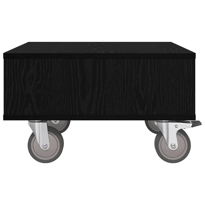 Mesa Lateral com Rodas Carvalho Preto 50,5 x 50 x 30 cm