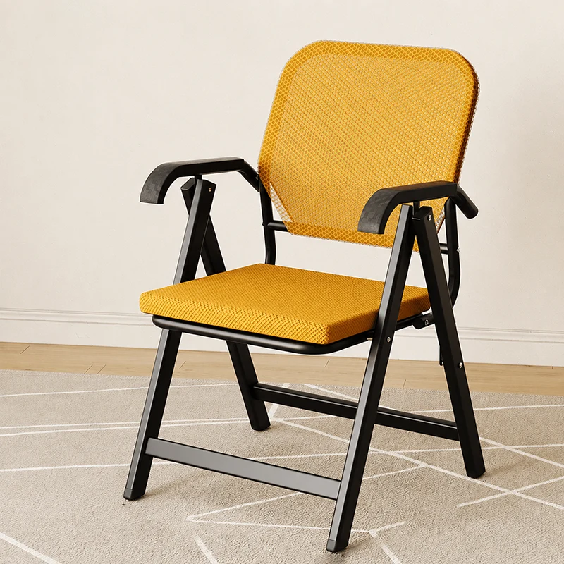 Modern Simplicity Square 3D Breathable Mesh Upholstered Foldable Desk Chair Backrest Armrest For Home Office