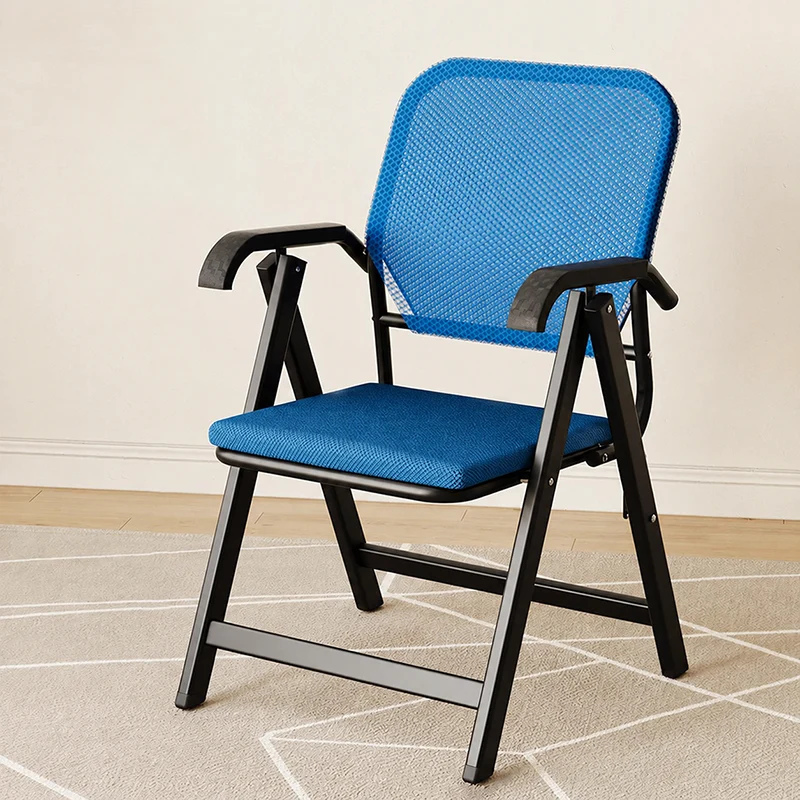Modern Simplicity Square 3D Breathable Mesh Upholstered Foldable Desk Chair Backrest Armrest For Home Office