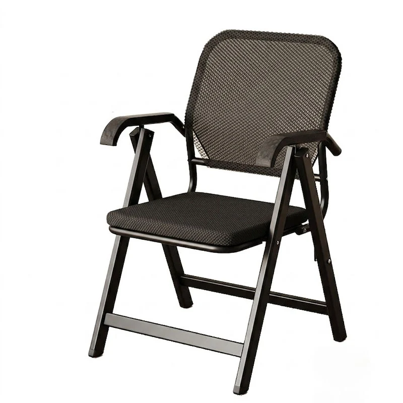 Modern Simplicity Square 3D Breathable Mesh Upholstered Foldable Desk Chair Backrest Armrest For Home Office