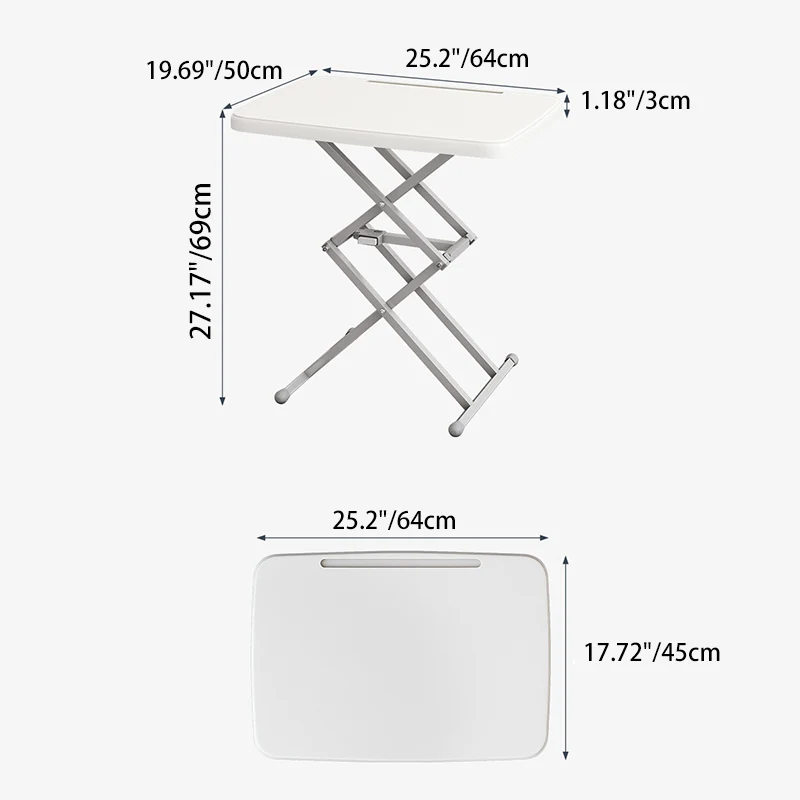 Modern Simplicity PE Steel Rectangular Liftable Folding Desks 1-Pen Slot For Home Office
