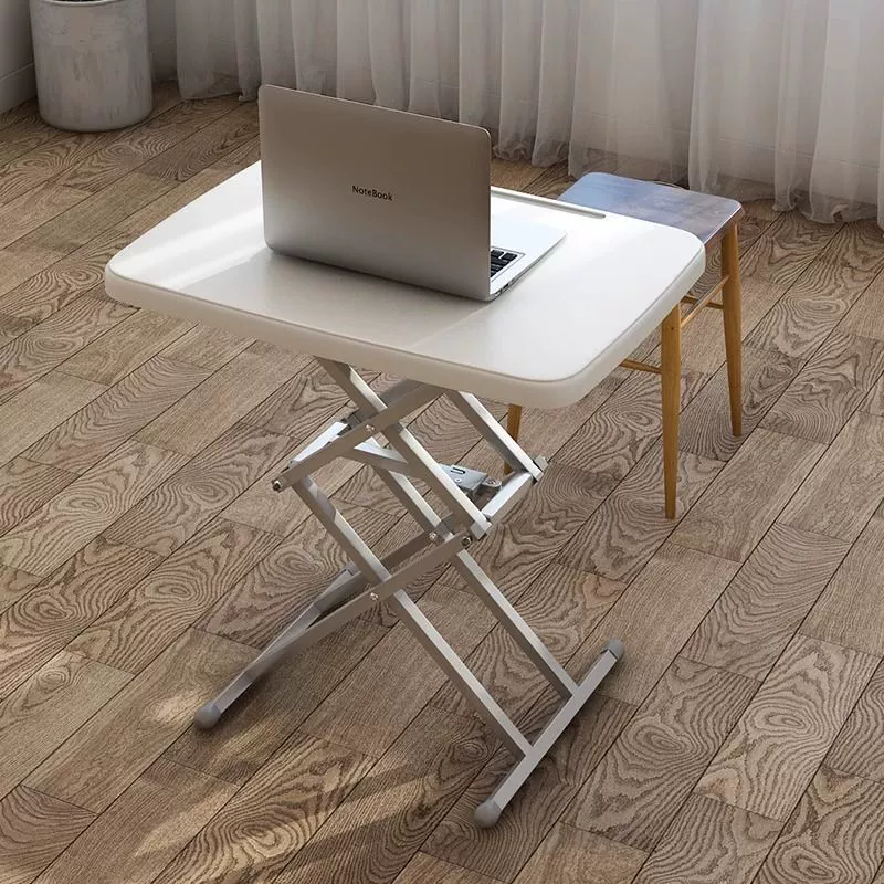Modern Simplicity PE Steel Rectangular Liftable Folding Desks 1-Pen Slot For Home Office
