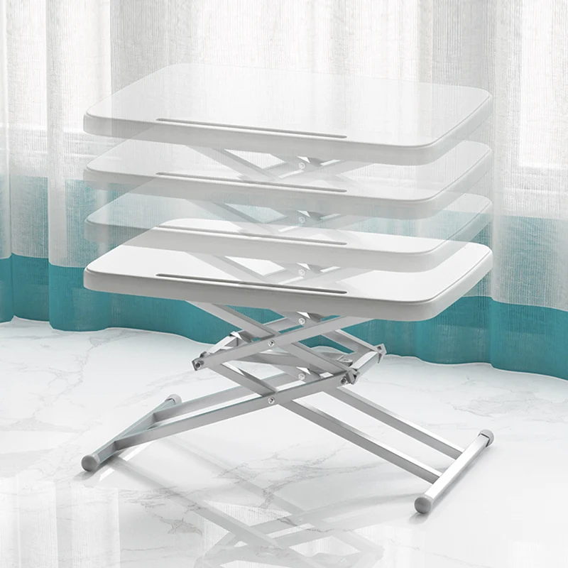 Modern Simplicity PE Steel Rectangular Liftable Folding Desks 1-Pen Slot For Home Office