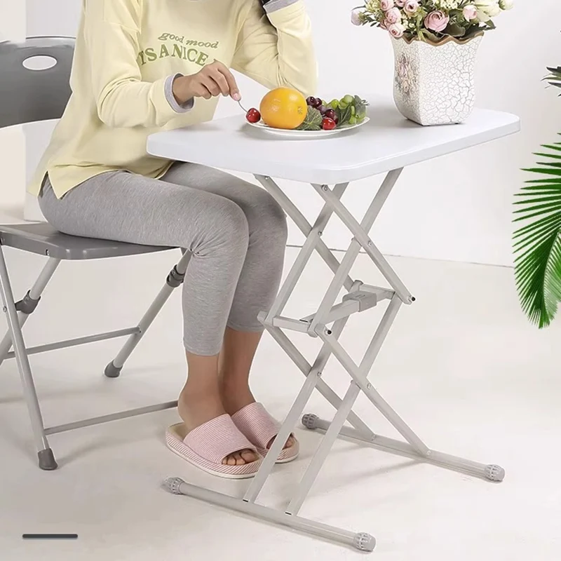 Modern Simplicity PE Steel Rectangular Liftable Folding Desks 1-Pen Slot For Home Office