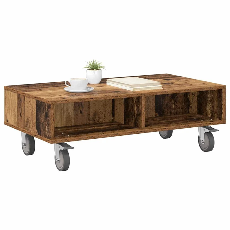 Mesa Lateral com Rodas Madeira antiga 90 x 50 x 30 cm
