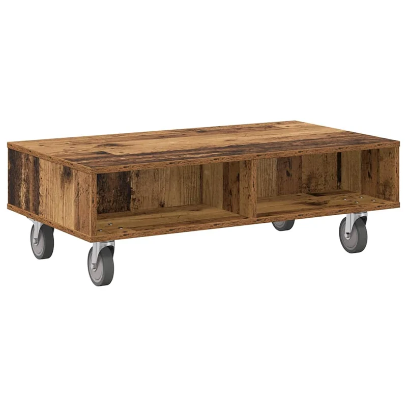 Mesa Lateral com Rodas Madeira antiga 90 x 50 x 30 cm
