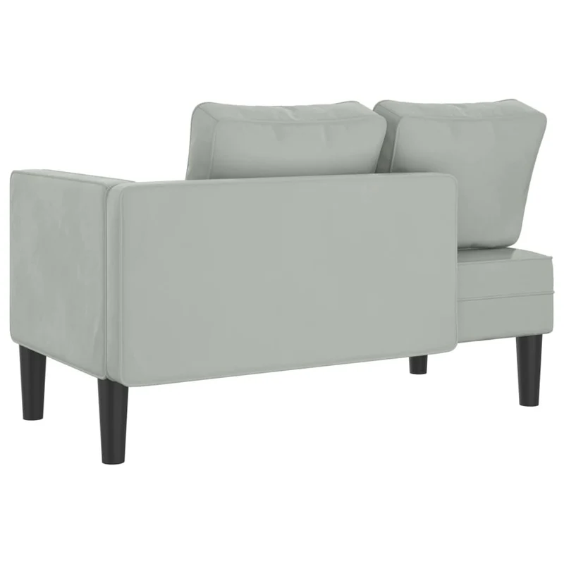 Chaise lounge com almofadões veludo cinzento-claro
