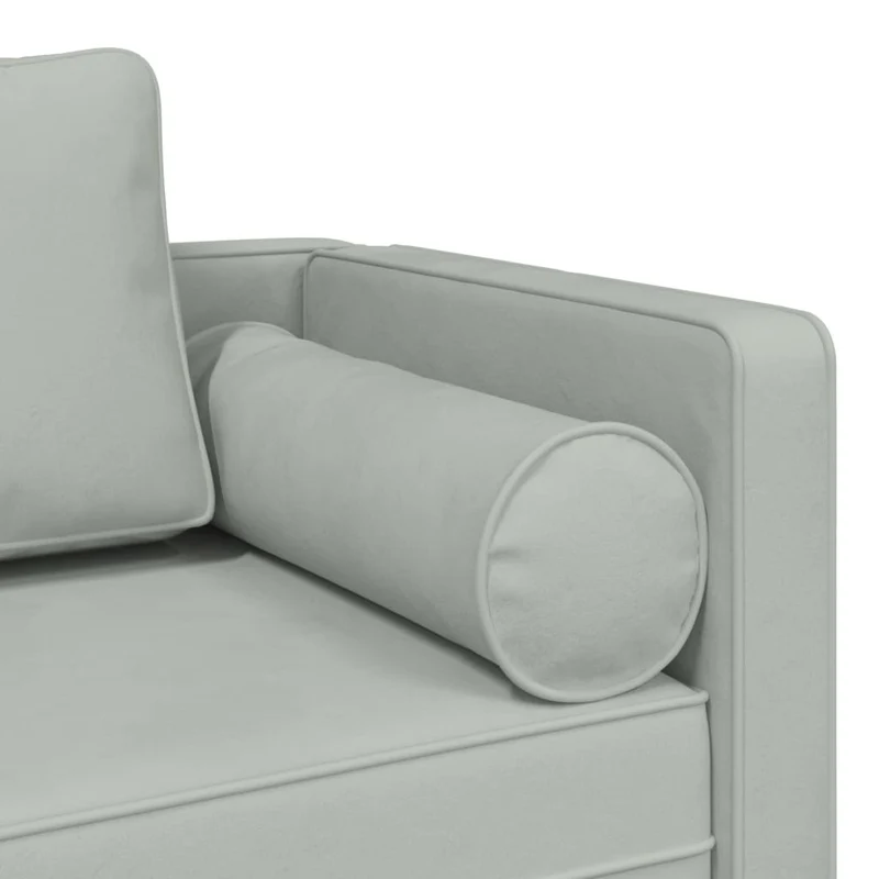 Chaise lounge com almofadões veludo cinzento-claro