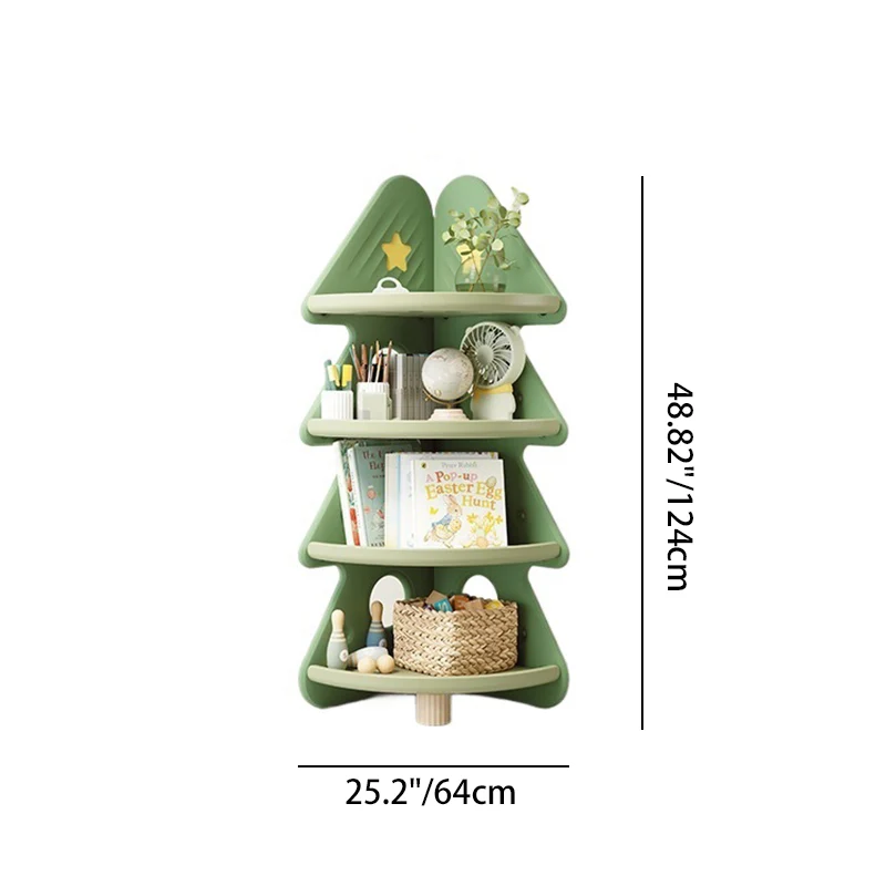 Contemporary Creative Christmas Tree Environmentally Friendly HDPE Kids Corner Storage Shelf 4-Tier For Living Room