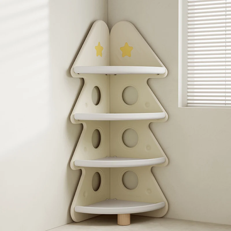 Contemporary Creative Christmas Tree Environmentally Friendly HDPE Kids Corner Storage Shelf 4-Tier For Living Room