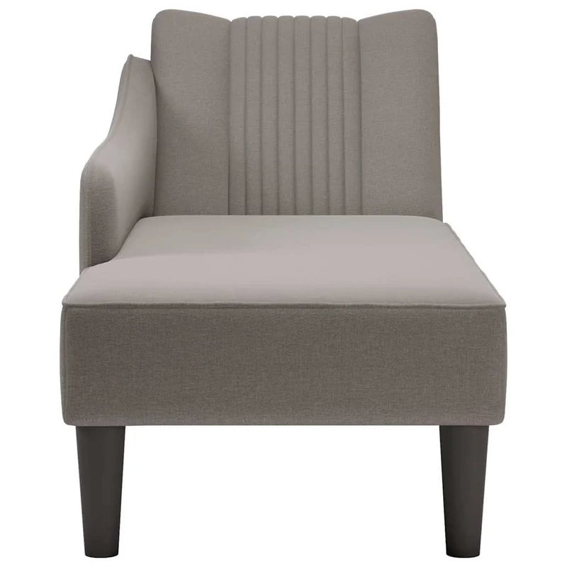 Chaise lounge com apoio de braço direito em tecido cinzento