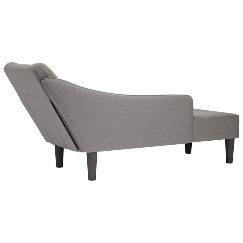 Chaise lounge com apoio de braço direito em tecido cinzento