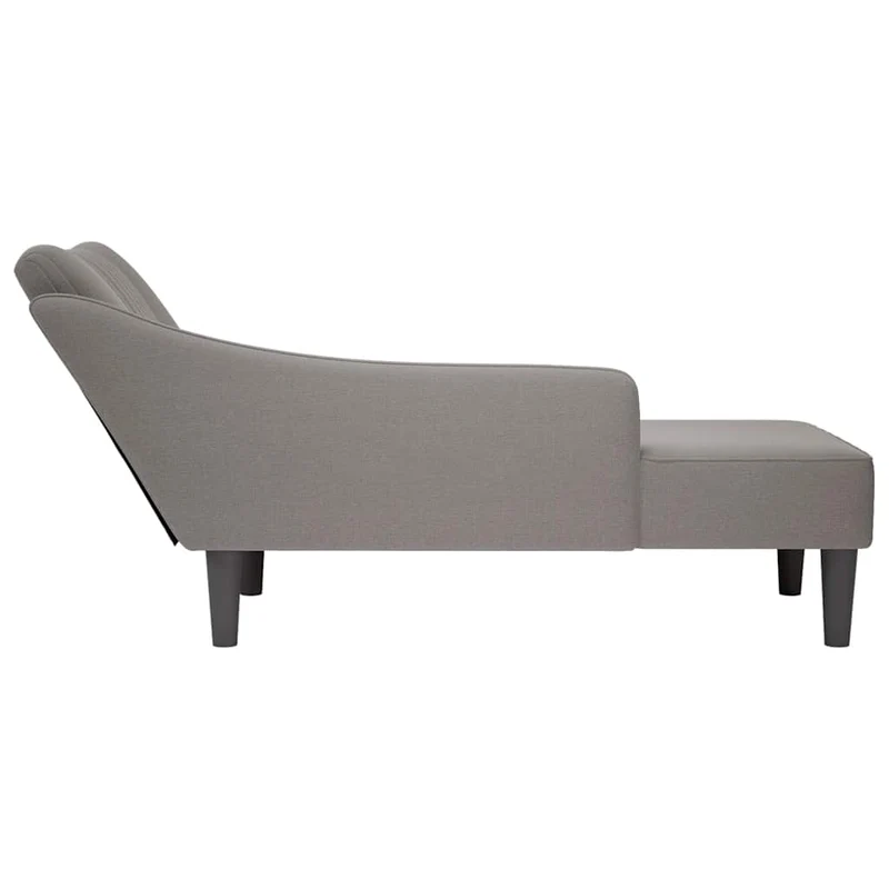 Chaise lounge com apoio de braço direito em tecido cinzento