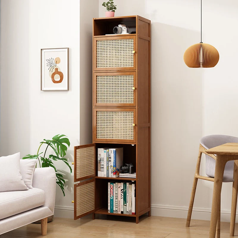 Modern Minimalist Square Bamboo MDF Plastic Rattan Weaving Storage Cabinet 2/3/4/5/6-Cabinet For Study