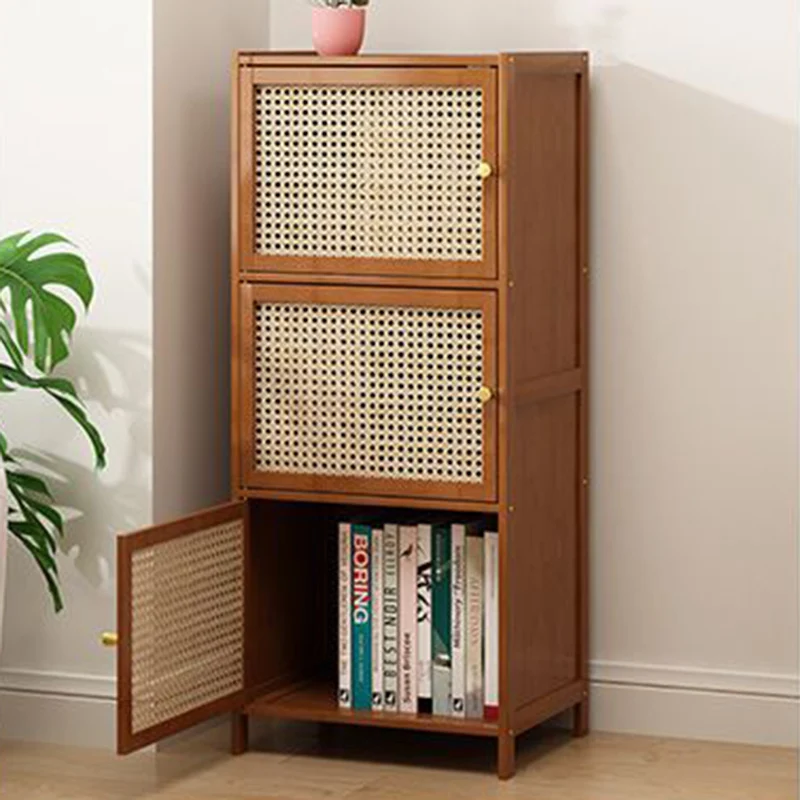 Modern Minimalist Square Bamboo MDF Plastic Rattan Weaving Storage Cabinet 2/3/4/5/6-Cabinet For Study