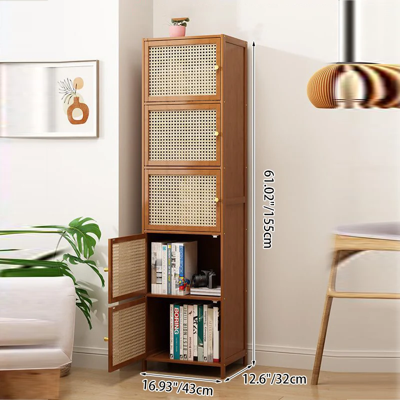 Modern Minimalist Square Bamboo MDF Plastic Rattan Weaving Storage Cabinet 2/3/4/5/6-Cabinet For Study