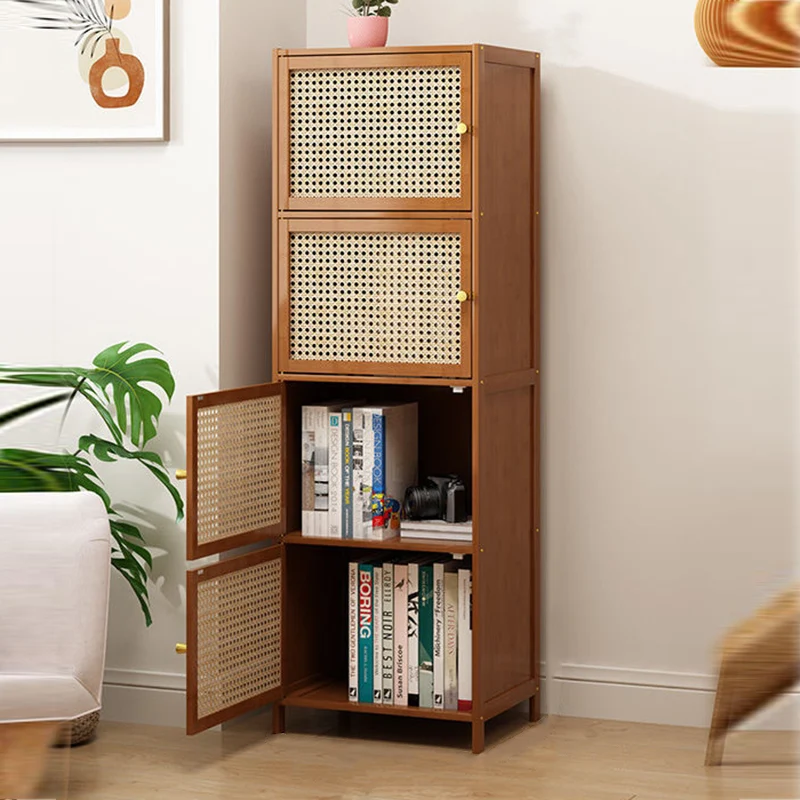 Modern Minimalist Square Bamboo MDF Plastic Rattan Weaving Storage Cabinet 2/3/4/5/6-Cabinet For Study