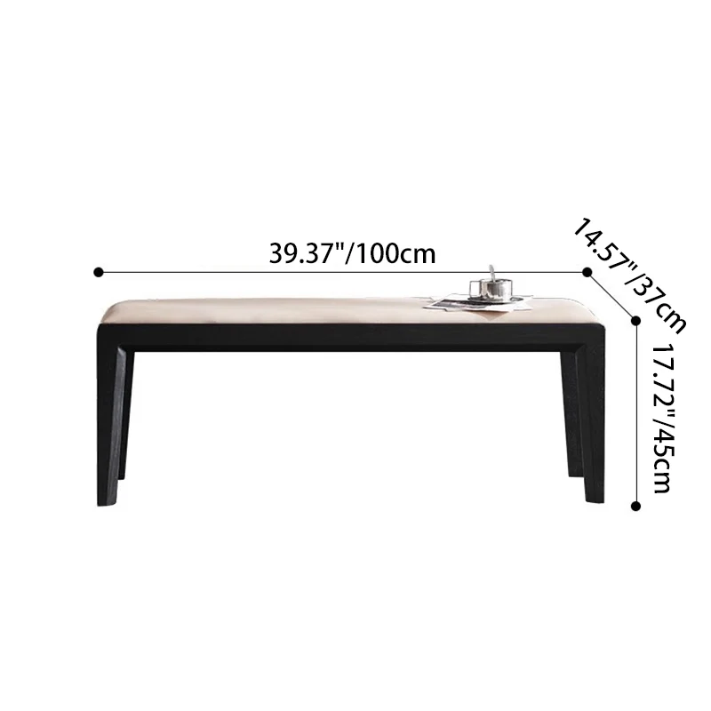 Contemporary Scandinavian Rectangular Ash Wood Microfiber Leather Sponge Bench Backless Armless For Entryway