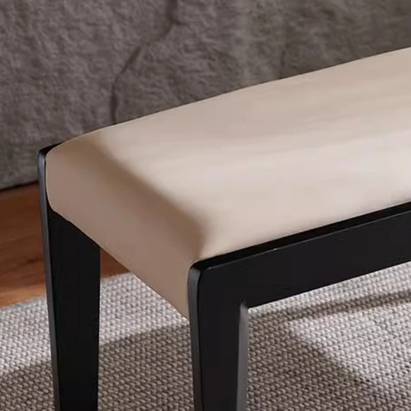 Contemporary Scandinavian Rectangular Ash Wood Microfiber Leather Sponge Bench Backless Armless For Entryway