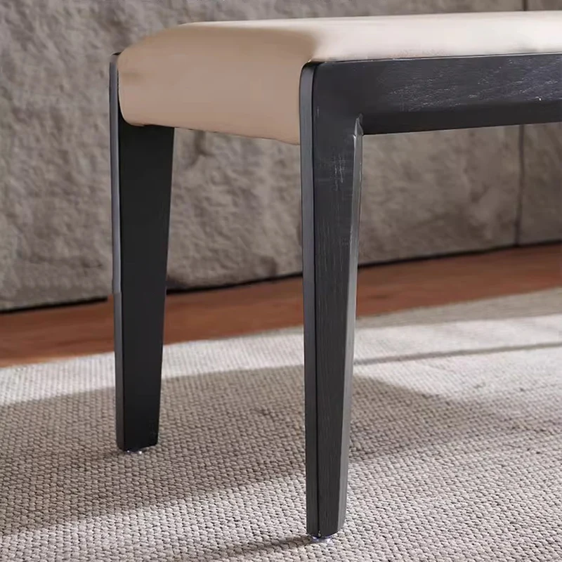 Contemporary Scandinavian Rectangular Ash Wood Microfiber Leather Sponge Bench Backless Armless For Entryway