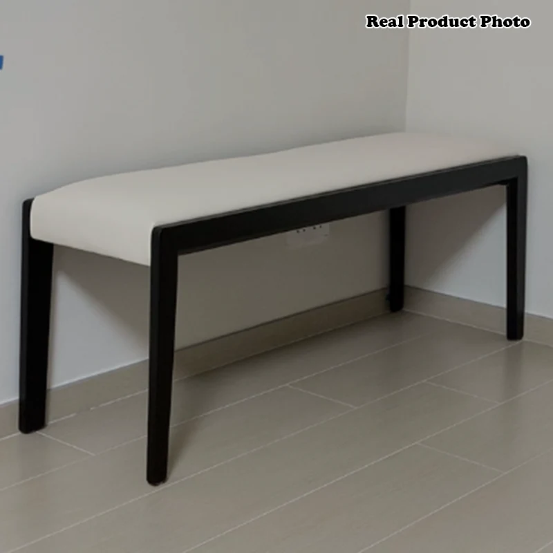 Contemporary Scandinavian Rectangular Ash Wood Microfiber Leather Sponge Bench Backless Armless For Entryway