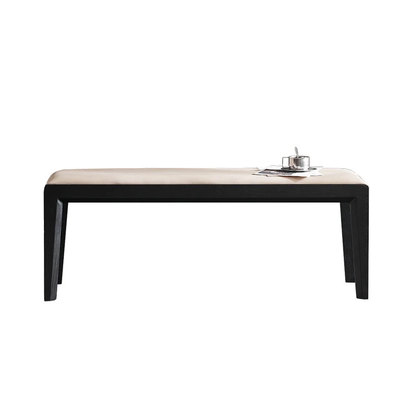 Contemporary Scandinavian Rectangular Ash Wood Microfiber Leather Sponge Bench Backless Armless For Entryway
