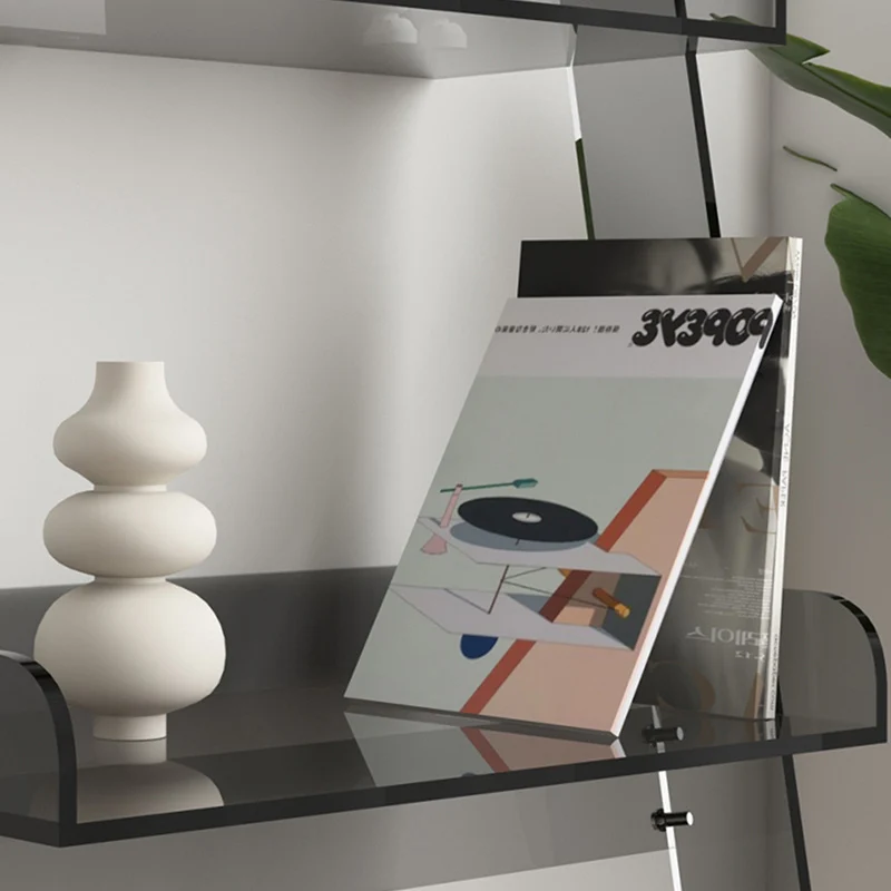 Modern Minimalist Acrylic Storage Display Magazine Rack 4-Tier Storage Shelves For Living Room