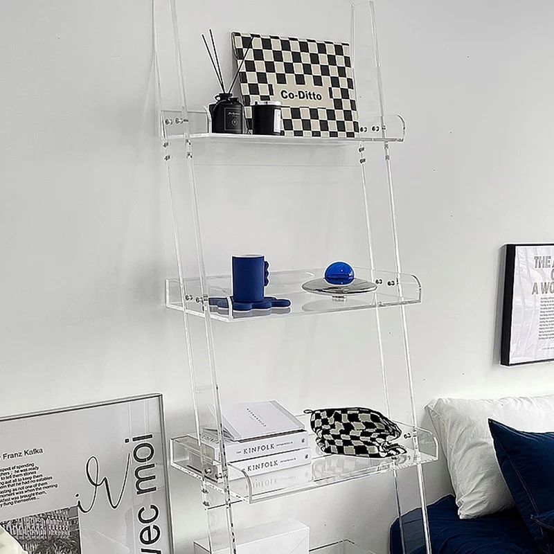 Modern Minimalist Acrylic Storage Display Magazine Rack 4-Tier Storage Shelves For Living Room