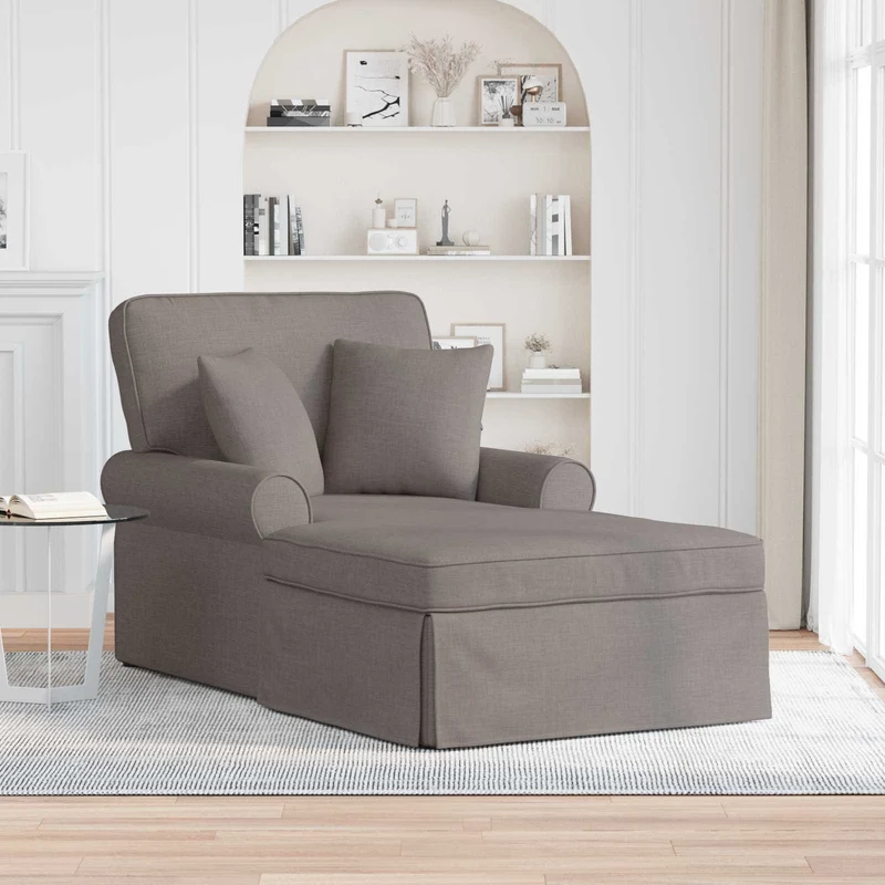Chaise Lounge com Saia 3 unid. Cinzento-acastanhado tecido