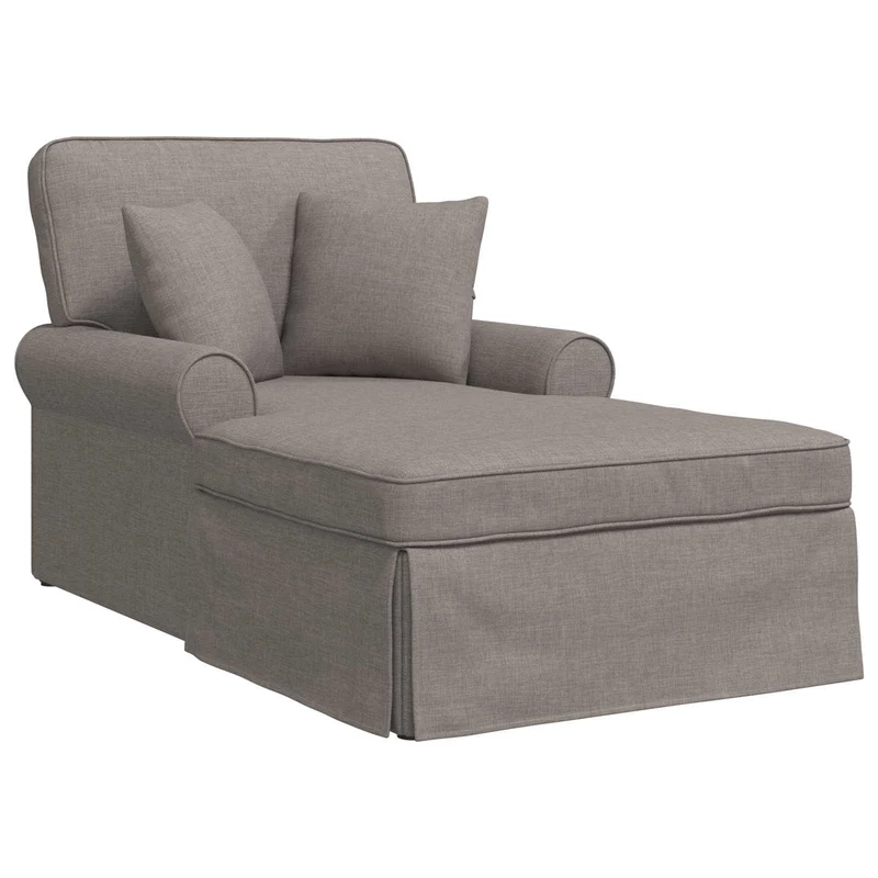 Chaise Lounge com Saia 3 unid. Cinzento-acastanhado tecido