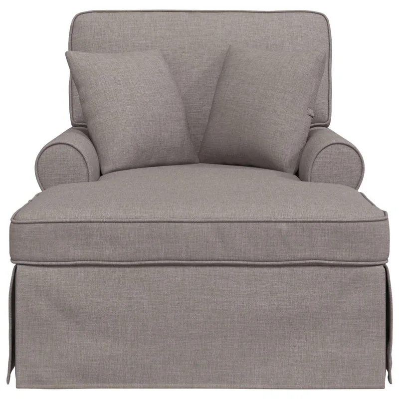 Chaise Lounge com Saia 3 unid. Cinzento-acastanhado tecido