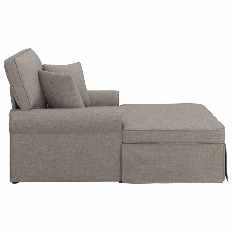 Chaise Lounge com Saia 3 unid. Cinzento-acastanhado tecido