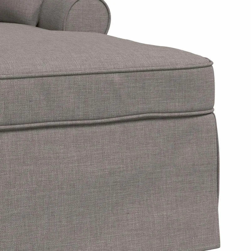 Chaise Lounge com Saia 3 unid. Cinzento-acastanhado tecido