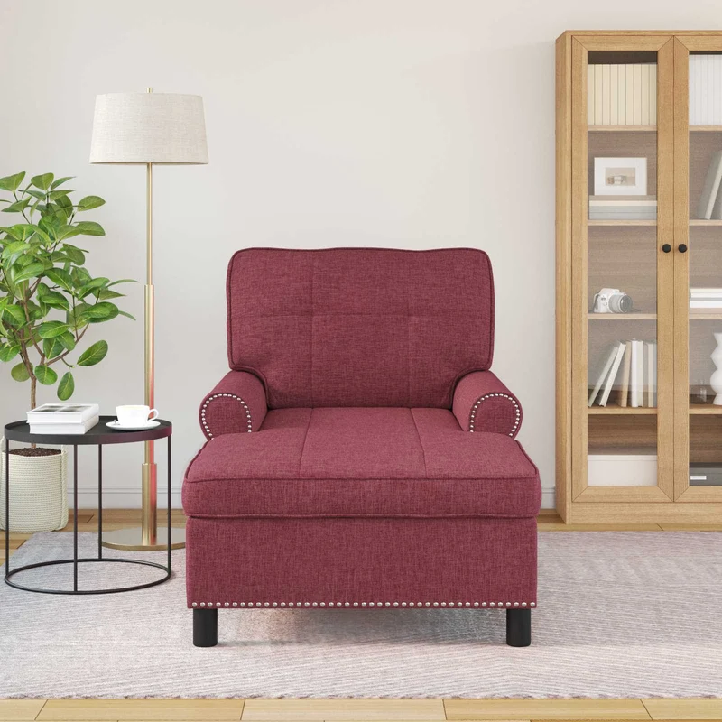 Chaise Lounge Vinho Vermelho tecido 91 x 157 x 91 cm